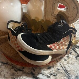 Vans Black and Peach Checkered High-Tops